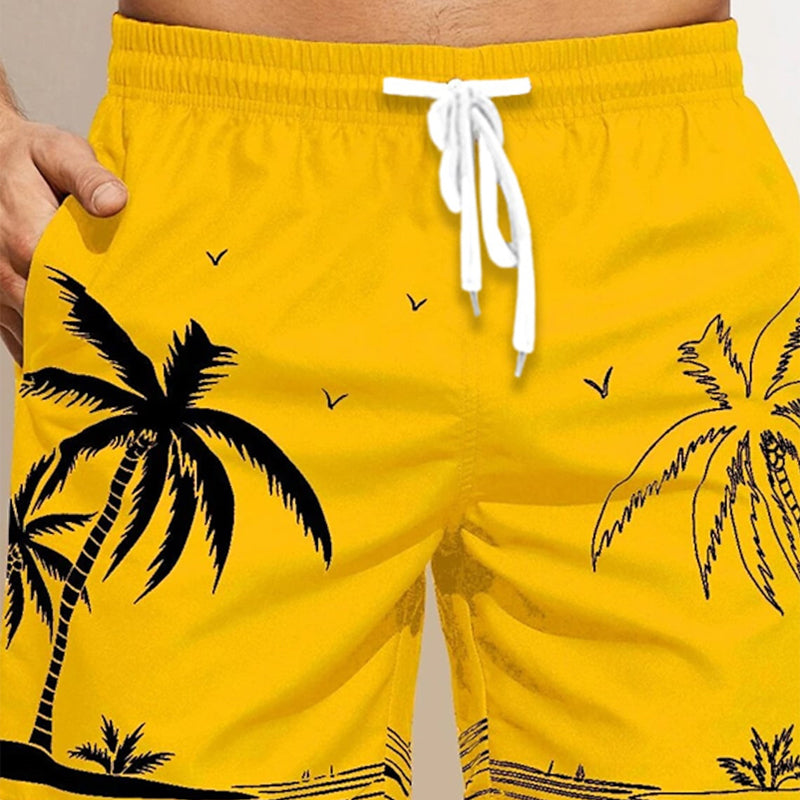 European And American Men's Loose Beach Pants 3D Printed Pattern