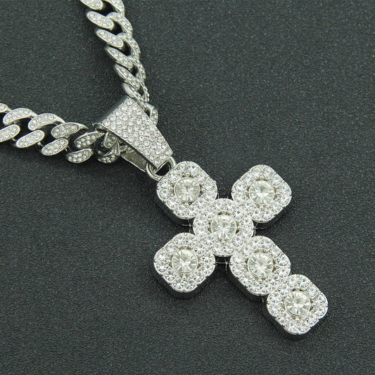 Hip Hop Diamond Cross Pendant Cuban Necklace