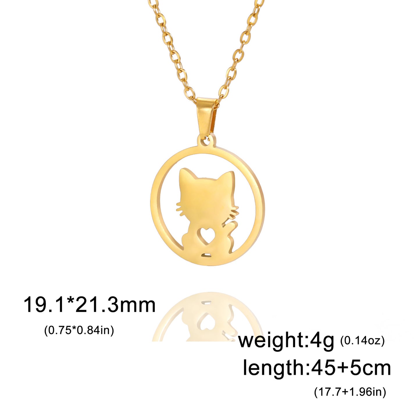 Cute Hollow Love Kitten Pendant Women's Necklace