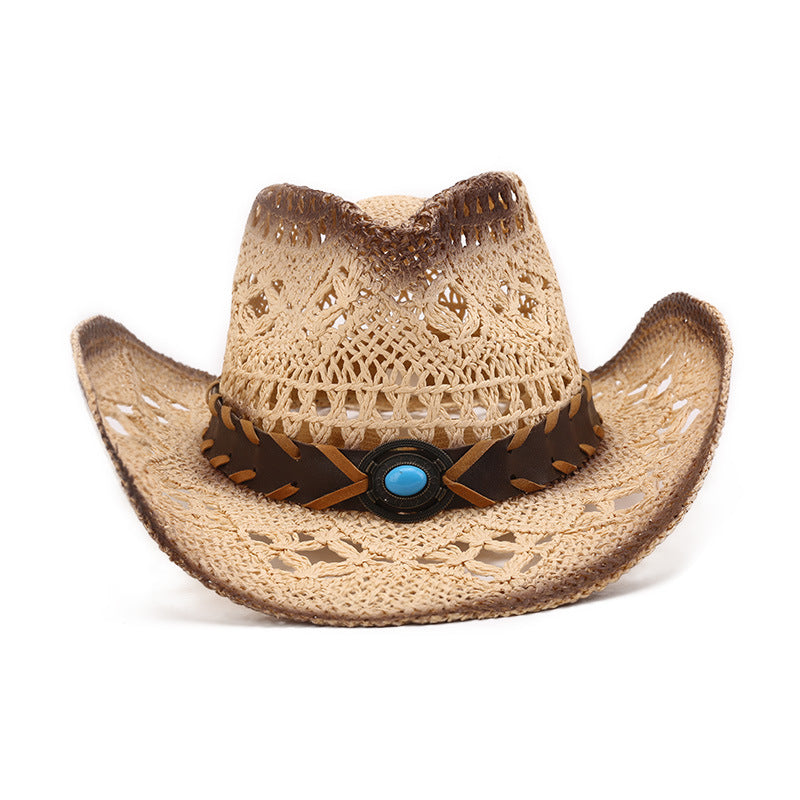 Hollow Out Western Cowboy Hat Straw Breathable