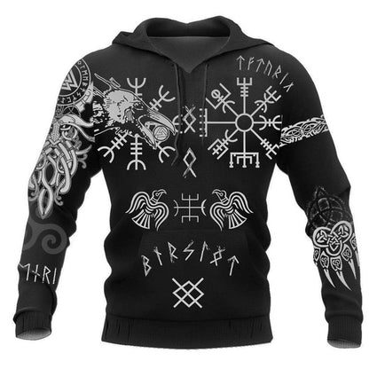 European Code Fashion 3D Digital Viking Printed Hoodie