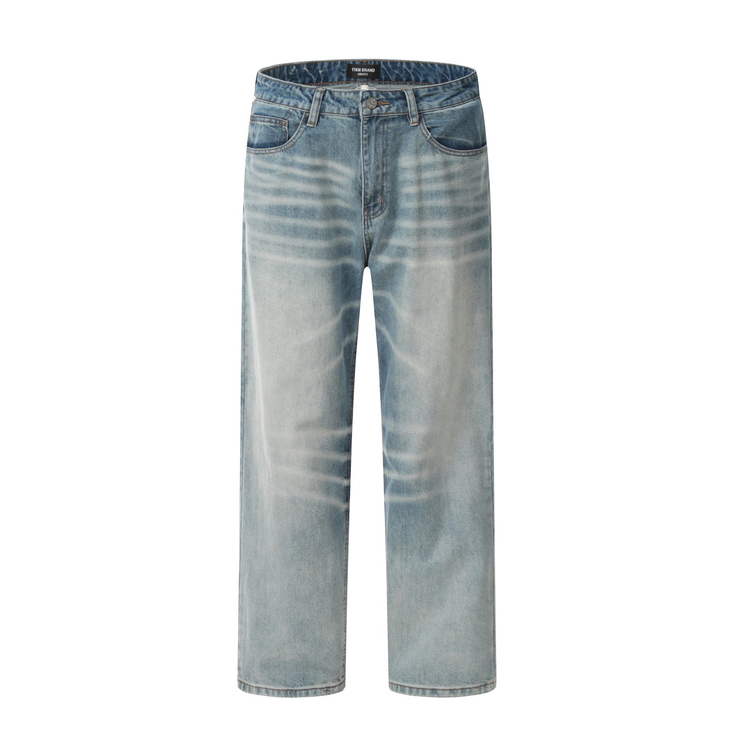 Crack Blue Straight American Retro Jeans