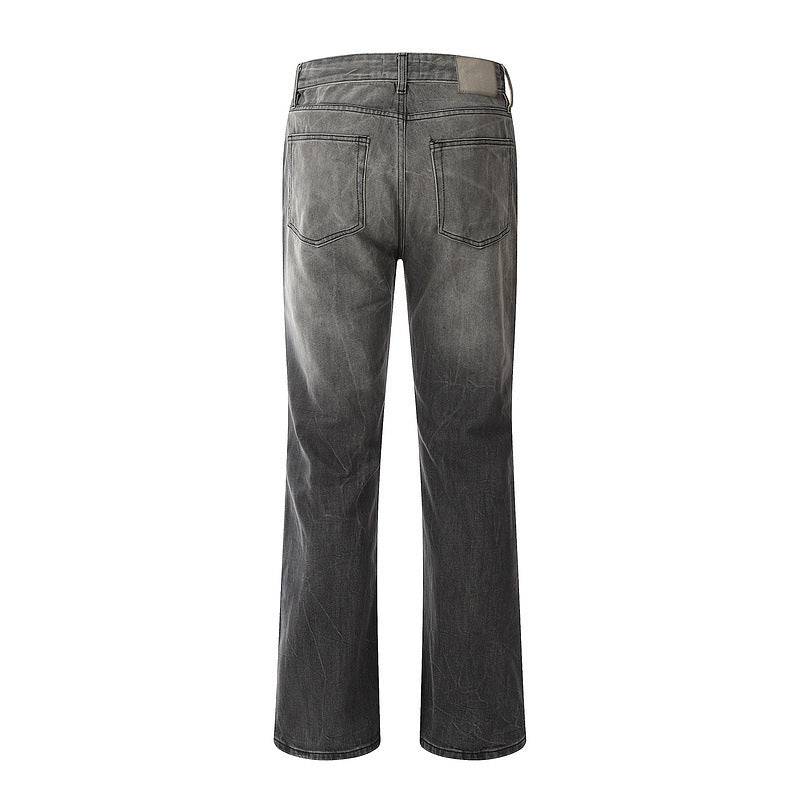 High Street Fashion Brand Retro Washed Smoky Gray Slightly Flared Jeans