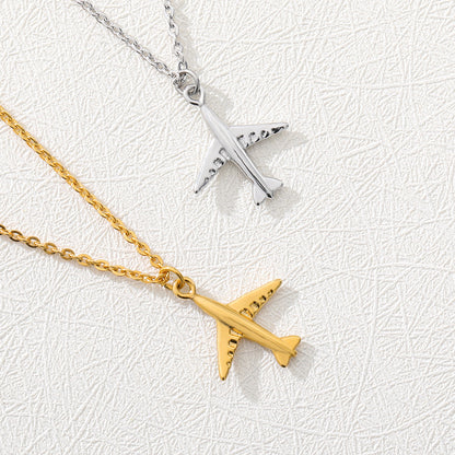 Stainless Steel Paper Plane Pendant Necklace