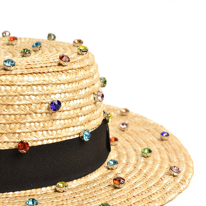 Diamond Water Diamond Inlaid Straw Woven Hat