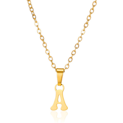 Simple 18K Gold Plating Stainless Steel Small Letter Necklace For Women