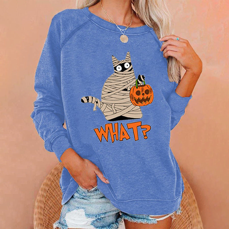 Women's Casual Printing European And American Round-neck Pullover