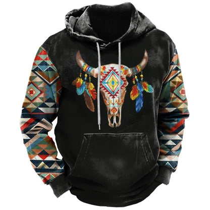 Western Style Printed Street Sports Fashion Trend Hoodie