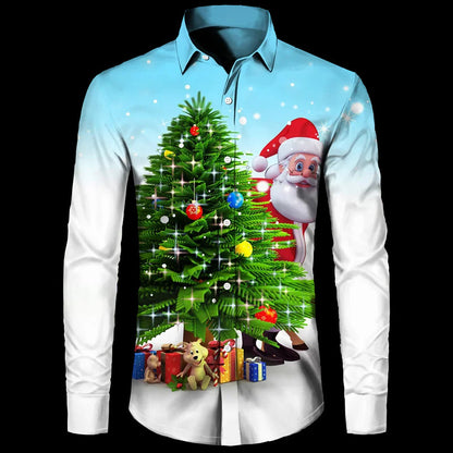 European And American Long Sleeve Shirt Christmas Series 3D Digital Printing