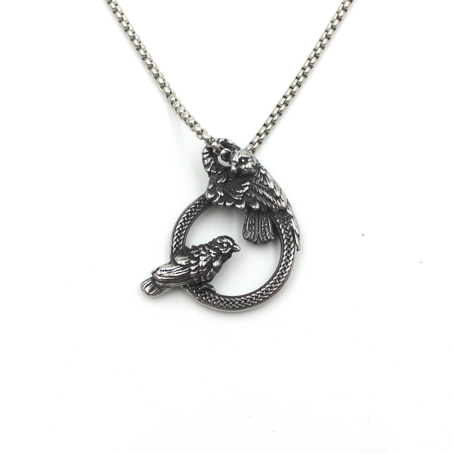 Viking Ring Crow Pendant Retro Trendy Titanium Steel Necklace