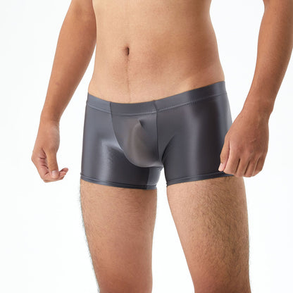 Shiny Glossy Silky Transparent Boxers Pocket U Convex