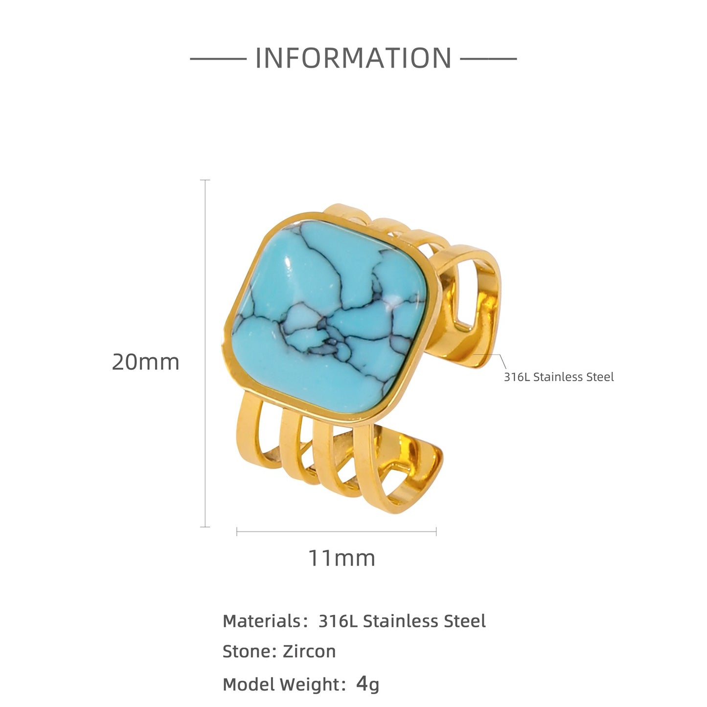 Women's Inlaid Natural Stone Ring