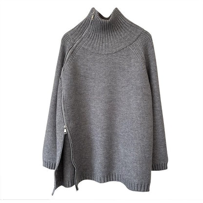 Loose High Collar Bottoming Sweater Korean Simple Top For Women