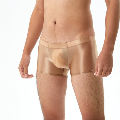 Shiny Glossy Silky Transparent Boxers Pocket U Convex