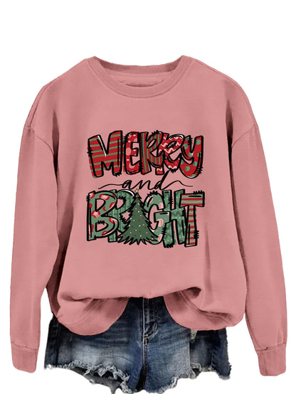 Trendy Sweater Merry And Bright Fallwinter Round Neck Long Sleeve Top In Stock