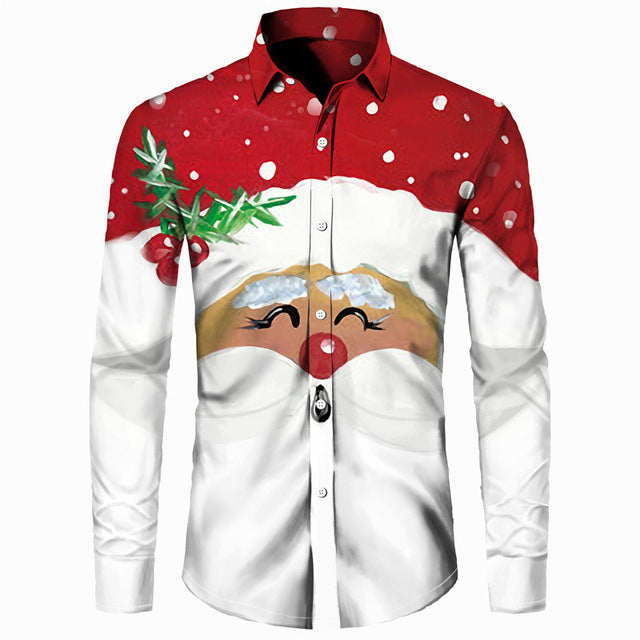 Casual Long-sleeved Shirt With Digital Printing