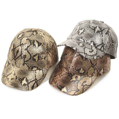 PU Serpentine Baseball Cap Sun-proof Peaked Cap