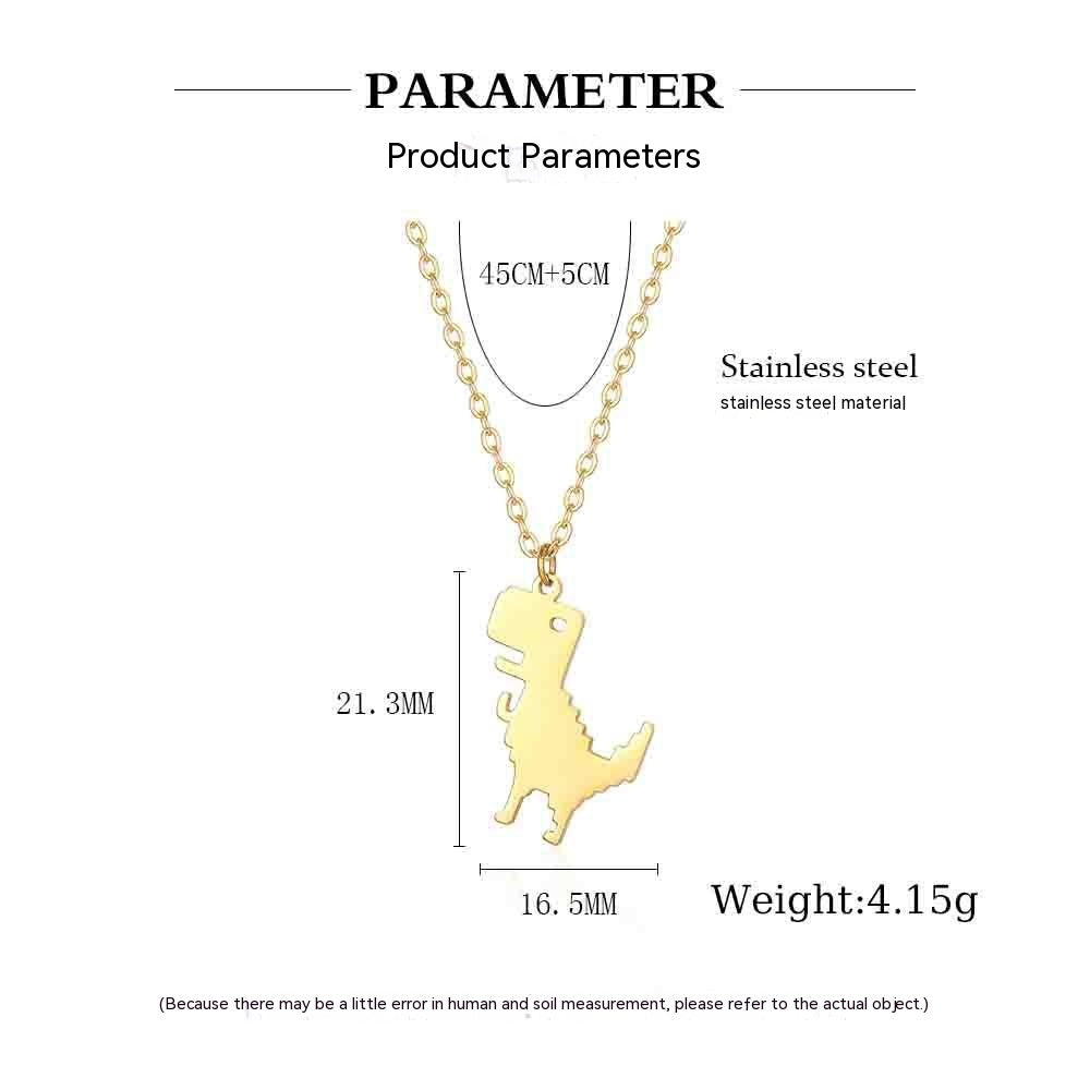 Cartoon Little Dinosaur Animal Pendant Necklace Versatile Fashion Creative Titanium Steel Clavicle Chain Ornament