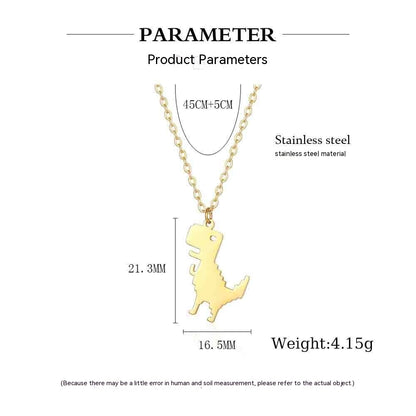 Cartoon Little Dinosaur Animal Pendant Necklace Versatile Fashion Creative Titanium Steel Clavicle Chain Ornament