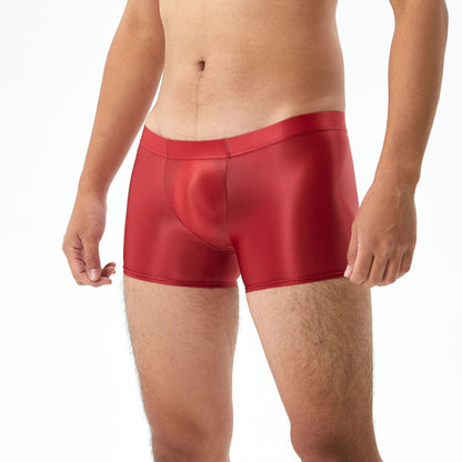 Shiny Glossy Silky Transparent Boxers Pocket U Convex