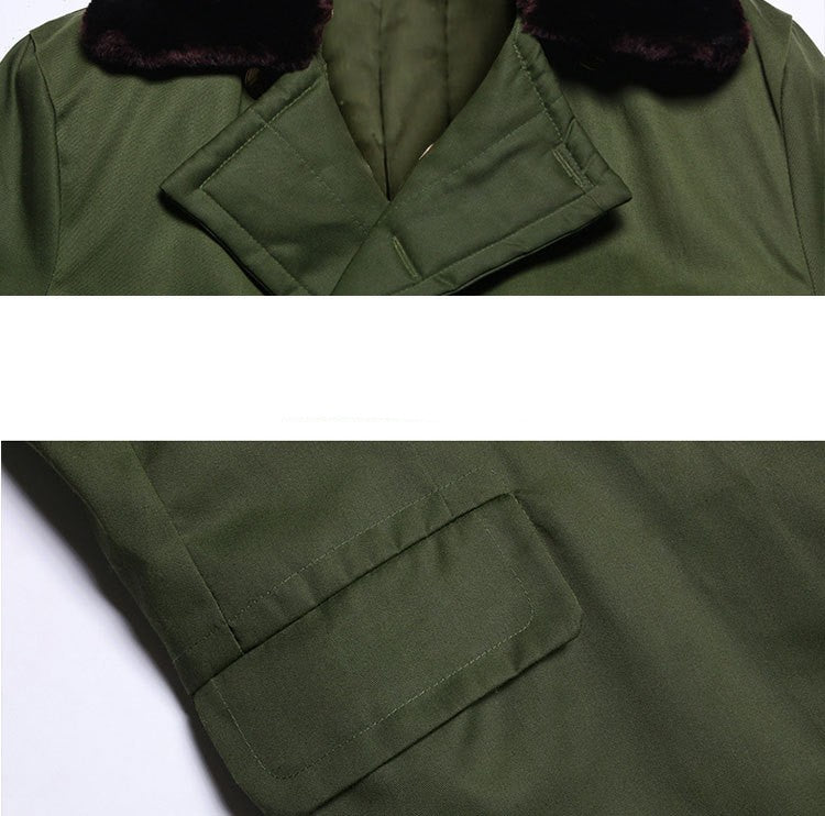 Coat Green Men's Winter Thickened Long Section