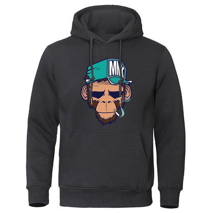 Personality Smoking Monkey Hoodie Sweatshirt Hip Hop Casual Street Hooded