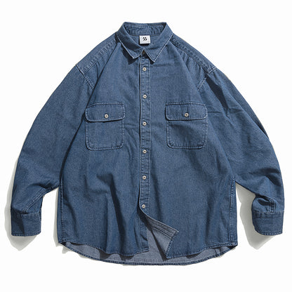 Casual Loose Basic Style Workwear Denim Shirt Jacket