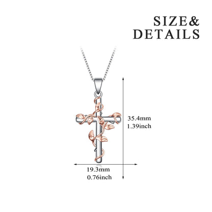 Sterling Silver Rose Flower Cross Pendant Necklace Jewelry Gifts