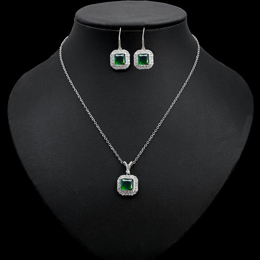 Zircon Colored Gems Pendant Necklace Earrings