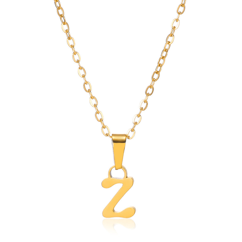 Simple 18K Gold Plating Stainless Steel Small Letter Necklace For Women