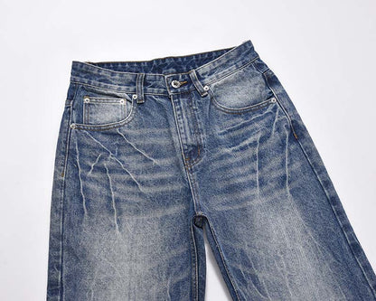 Advanced Lightning Crack Washed Distressed Design Jeans For Men