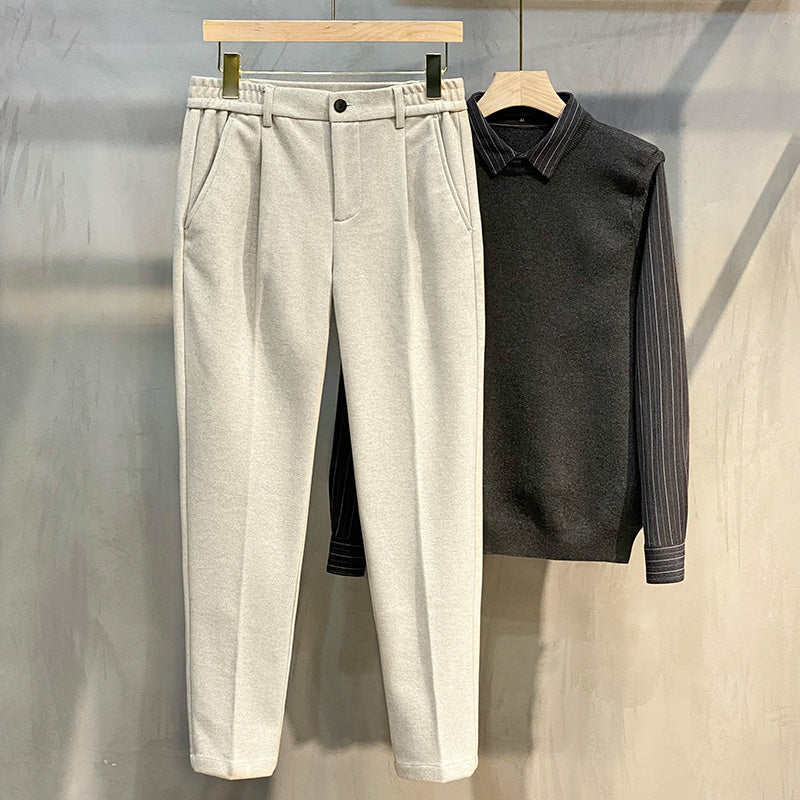 Woolen Trousers For Men's Business And Leisure Straight Sleeves