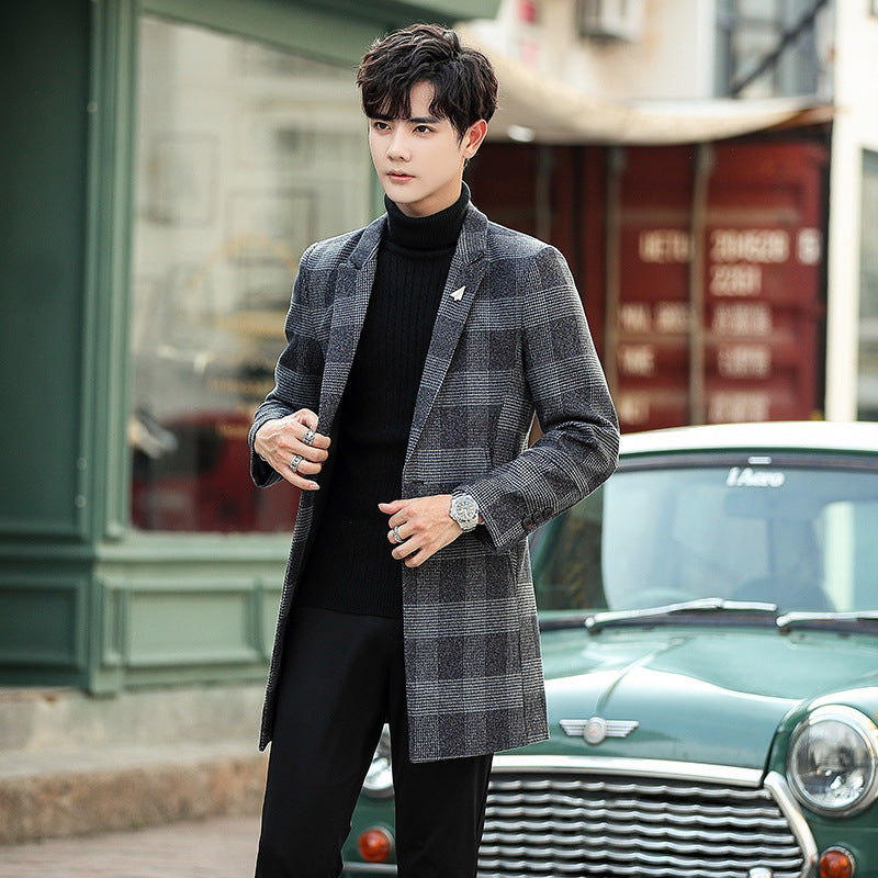 Plaid Suit Handsome Woolen Coat