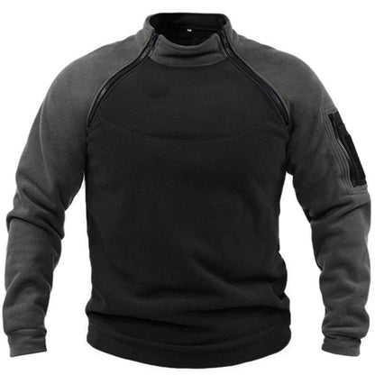 Stand Collar Loose Double Sleeve Color Matching Outdoor Keep Warm Breathable Men's Sweater