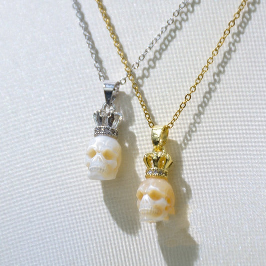 Pearl Crown Pendant Skull Pearl Necklace Ghost Head Halloween Ornaments