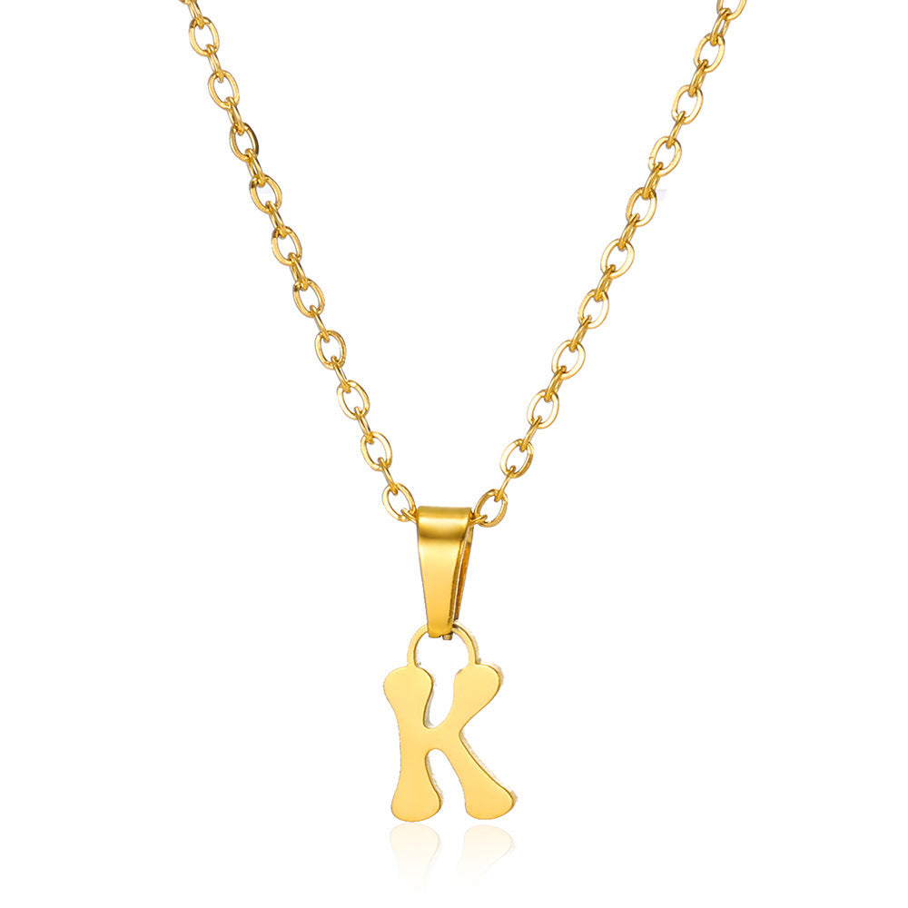 Simple 18K Gold Plating Stainless Steel Small Letter Necklace For Women