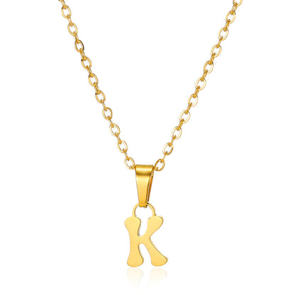 Simple 18K Gold Plating Stainless Steel Small Letter Necklace For Women