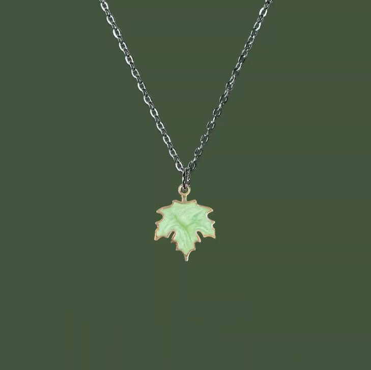 Blue Maple Leaf Simple Alloy Long Sweet Necklace