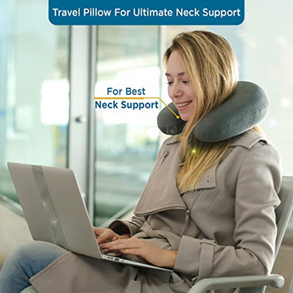 Sleepsia Neck Pillow for Travel, Travel Pillow for Airplane| Support to The Neck, Head, Car and Flights - Travel Neck Pillow