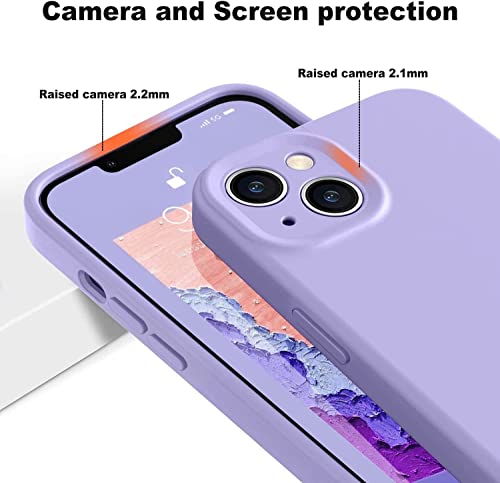 mobistyle Liquid Silicone Case for iPhone 13 Case, Individual Protection for Each Lens Shockproof Rubber Full Body Thickened Design Compatible for iPhone 13 (Purple)