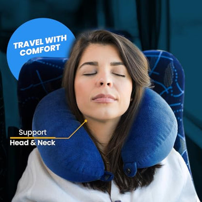 Sleepsia Neck Pillow for Travel, Travel Pillow for Airplane| Support to The Neck, Head, Car and Flights - Travel Neck Pillow