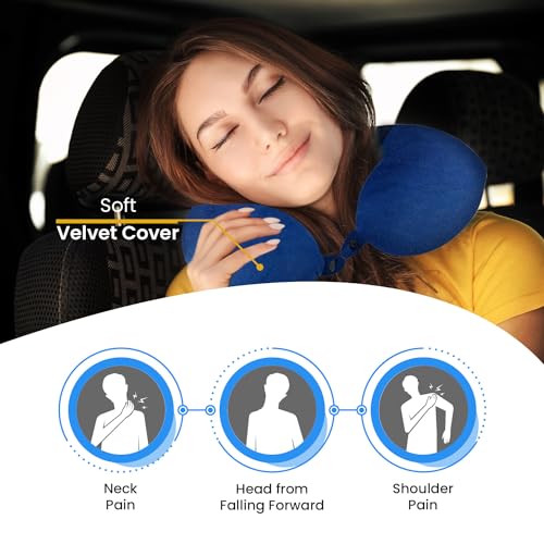 Sleepsia Neck Pillow for Travel, Travel Pillow for Airplane| Support to The Neck, Head, Car and Flights - Travel Neck Pillow