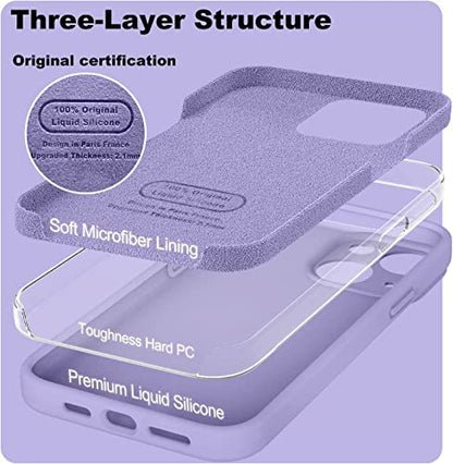 mobistyle Liquid Silicone Case for iPhone 13 Case, Individual Protection for Each Lens Shockproof Rubber Full Body Thickened Design Compatible for iPhone 13 (Purple)