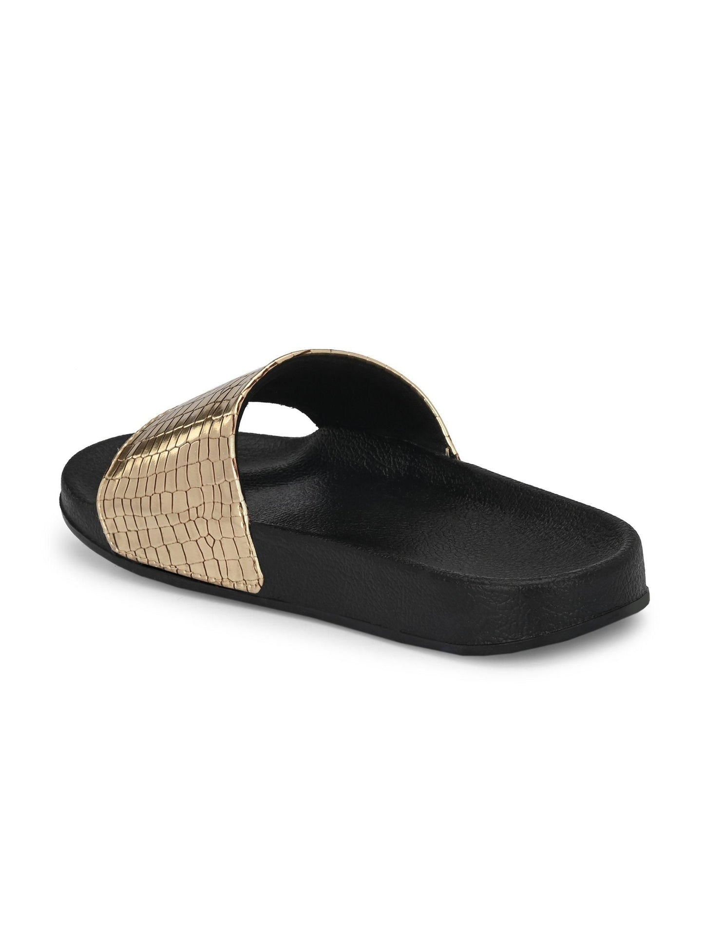 BUCIK Women's Synthetic Leather Slip-On Casual Sliders