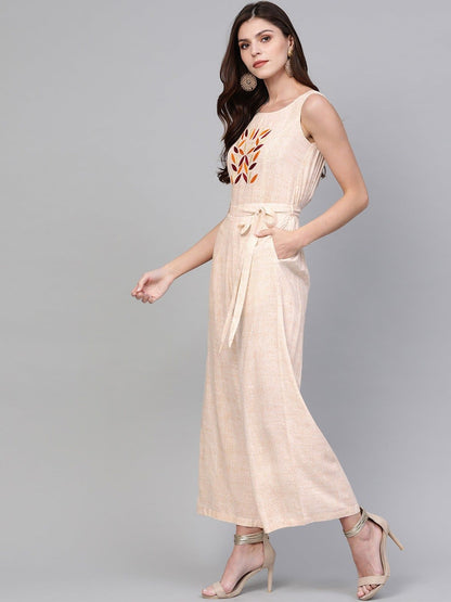 Pannkh Allover Printed Jumpsuit With Embroidery