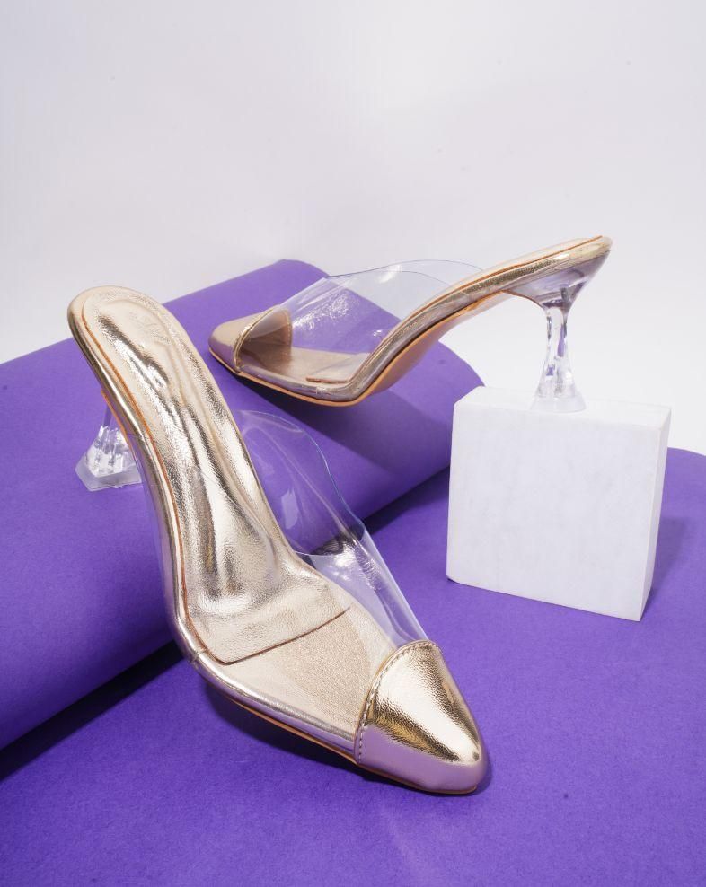 Transparent Mules Spool/Stiletto Heel Pump Shoes For Women's