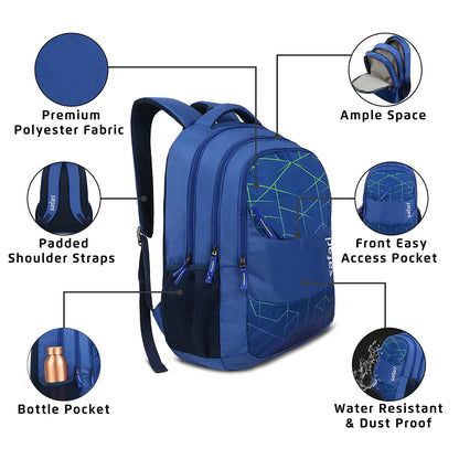 Safari Hitech Large Size 35 Ltrs Water Resistant Standard Backpack - Blue