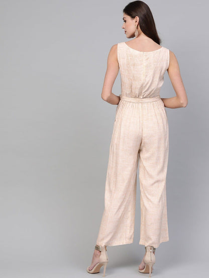 Pannkh Allover Printed Jumpsuit With Embroidery