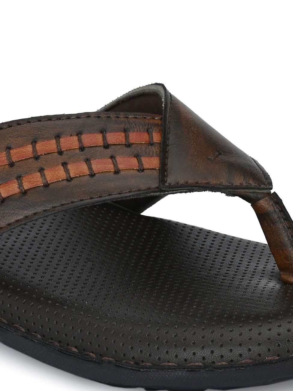 BUCIK Men's Brown Synthetic Leather Slipper