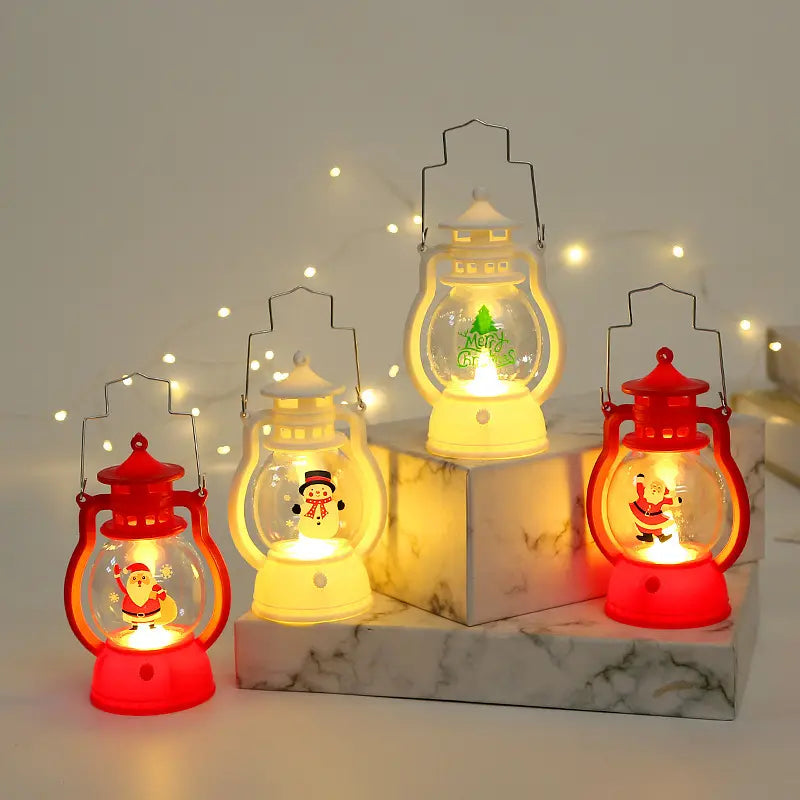 2023 Christmas Lantern Light Hanging LED Christmas Santa Snowman Plastic Lantern Light Merry Christmas Decorations For Home